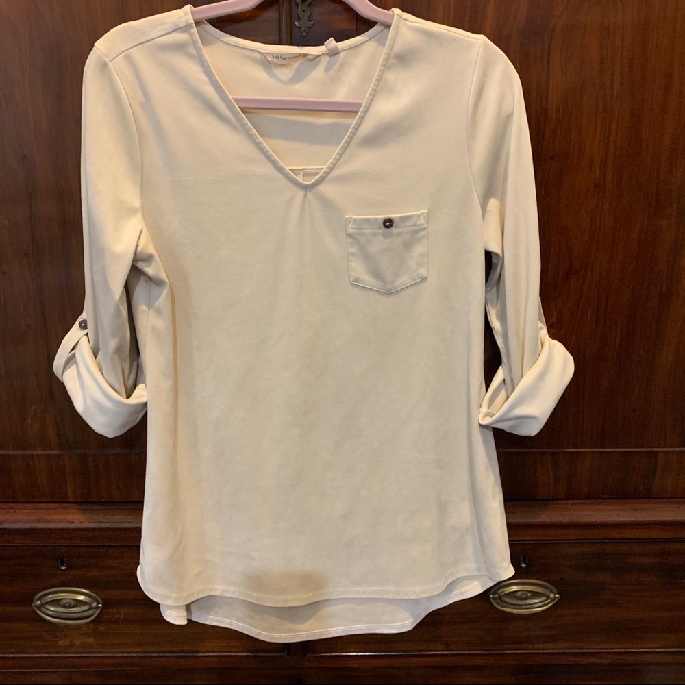 Soft Surroundings brush-suede feel top.